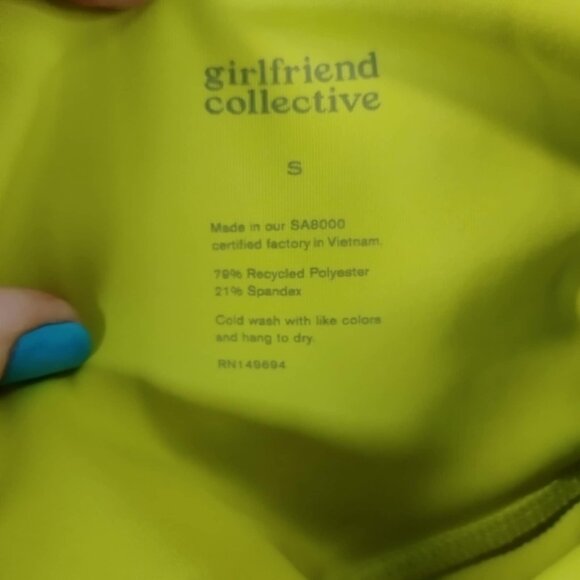 Girlfriend Collective Women S Yellow Bike Shorts Recycled Fabric Fitness Fashion - Picture 2 of 8